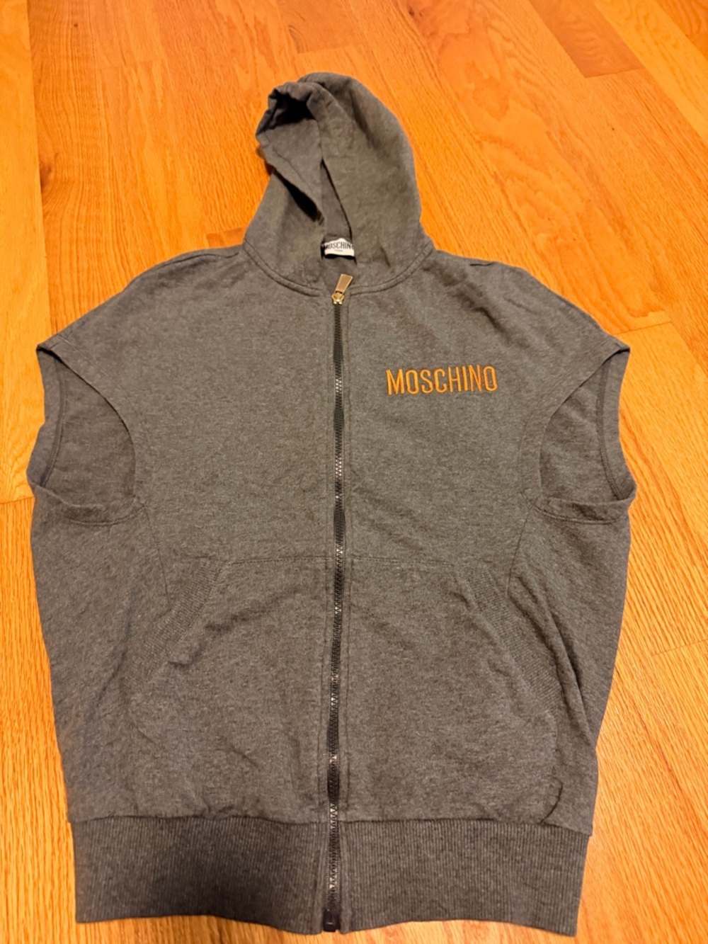 Moschino Charcoal Hoodie with Orange Logo
